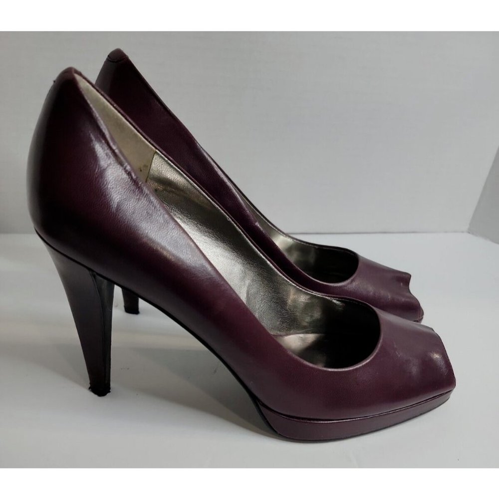 NEXT Purple Leather Open Toe Pumps Size 10 M